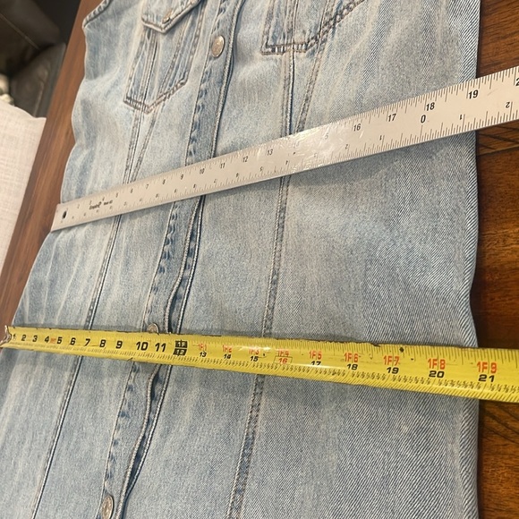 Zara blue maxi long denim jean distressed sleeveless button down dress sz XL - Picture 15 of 16